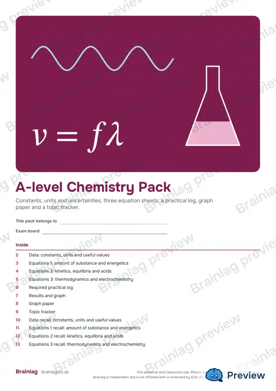 Cover of the A-level Chemistry Pack