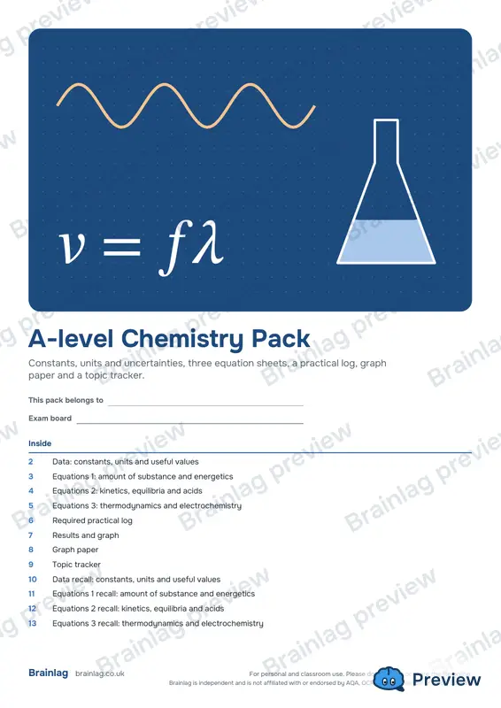 Cover of the A-level Chemistry Pack