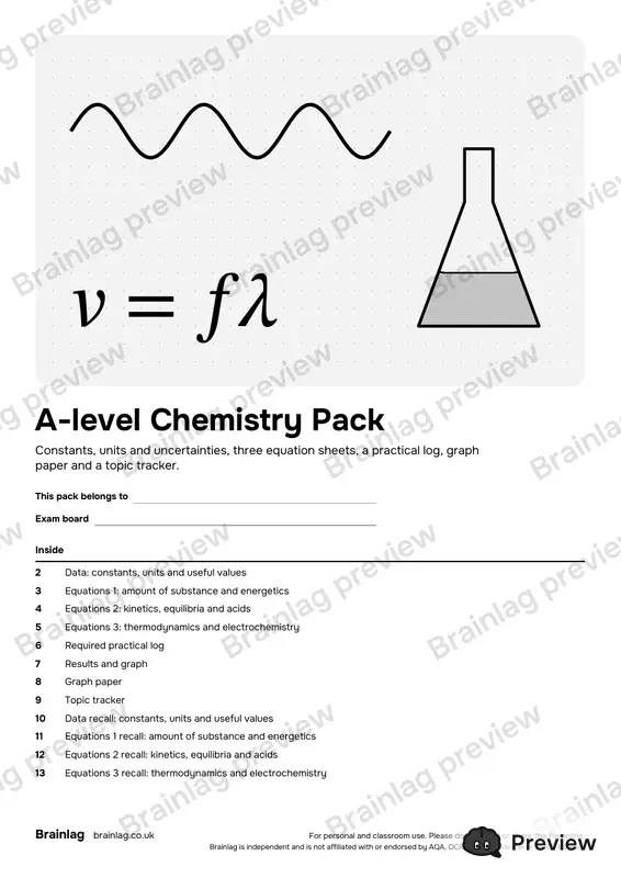 Cover of the A-level Chemistry Pack