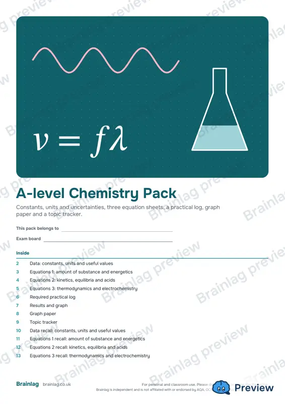 Cover of the A-level Chemistry Pack