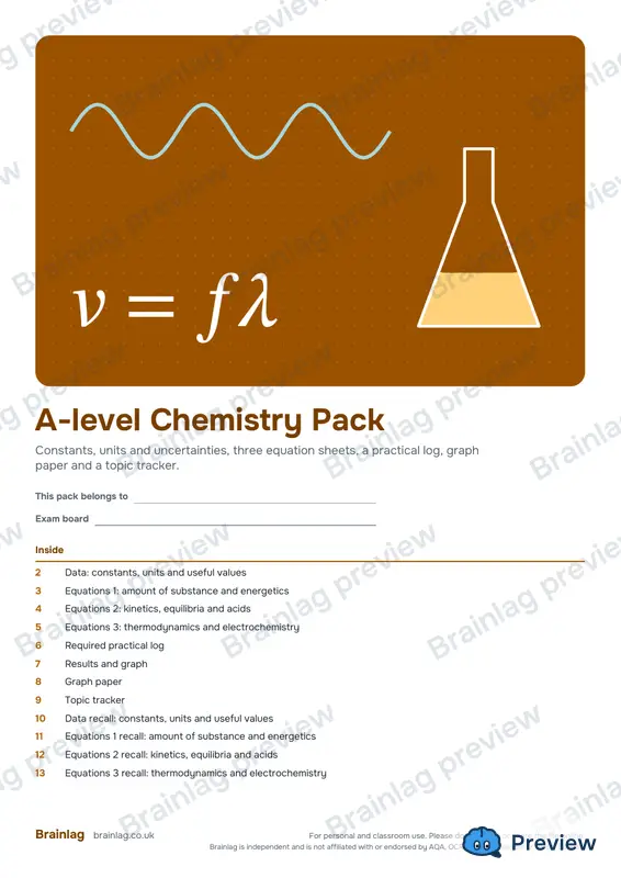 Cover of the A-level Chemistry Pack