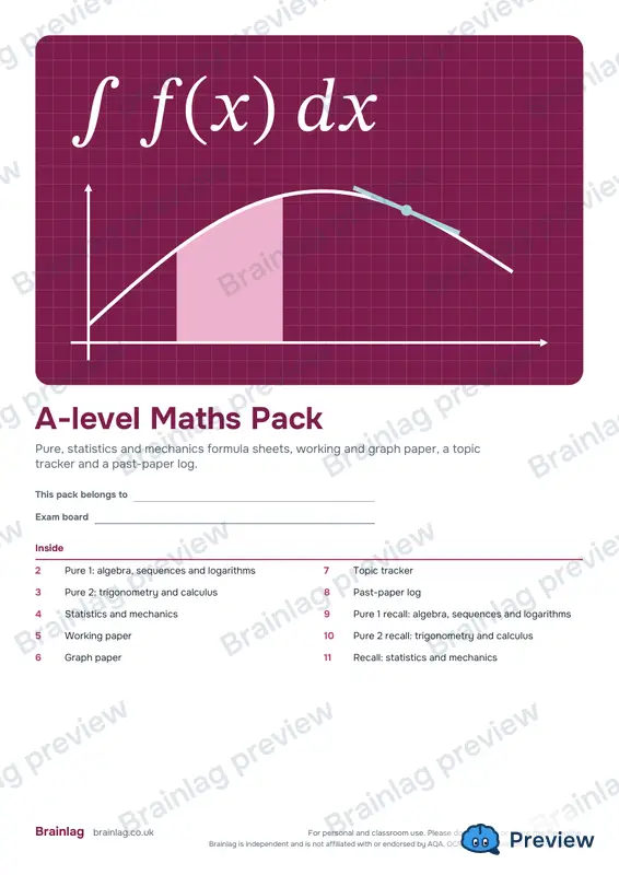 Cover of the A-level Maths Pack