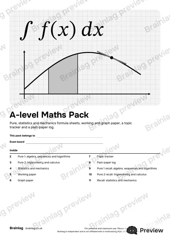 Cover of the A-level Maths Pack