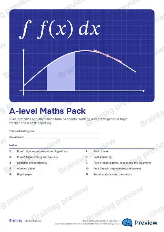 Cover of the A-level Maths Pack