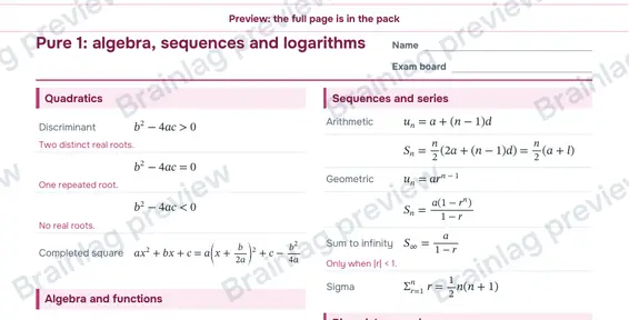 Page 2: Pure 1: algebra, sequences and logarithms