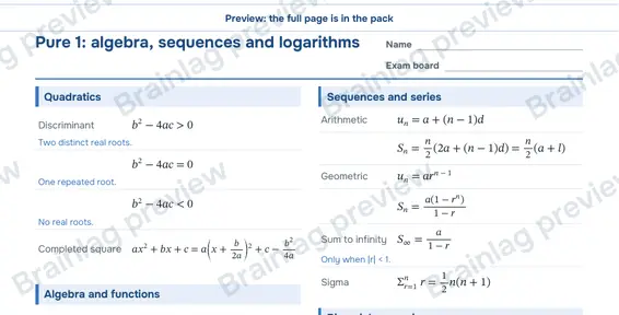 Page 2: Pure 1: algebra, sequences and logarithms