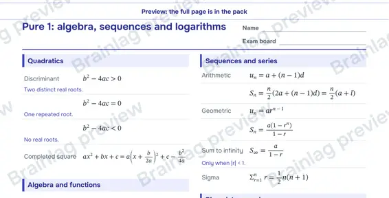 Page 2: Pure 1: algebra, sequences and logarithms