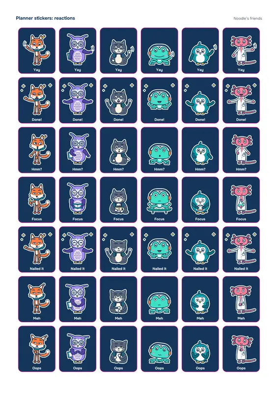 Planner stickers, the front