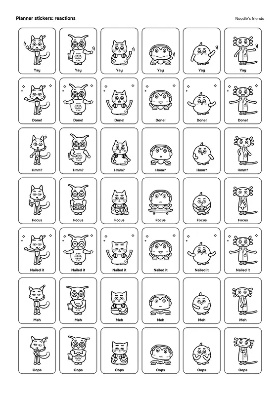 Planner stickers, the front