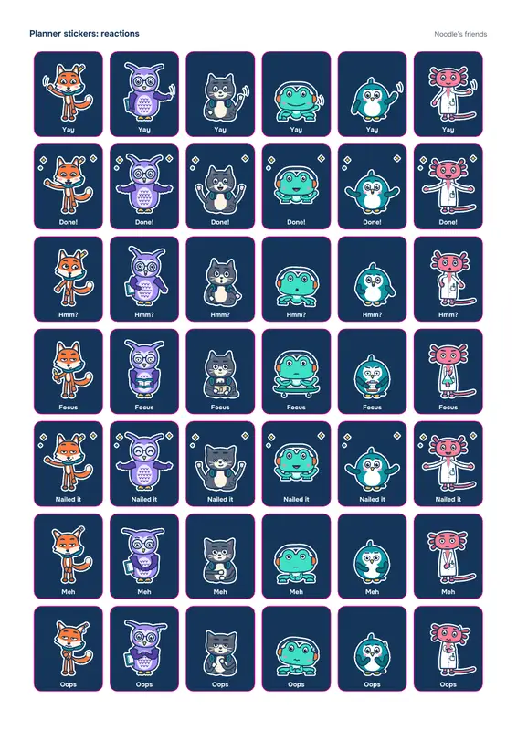 Page 1: Reactions (42 stickers)