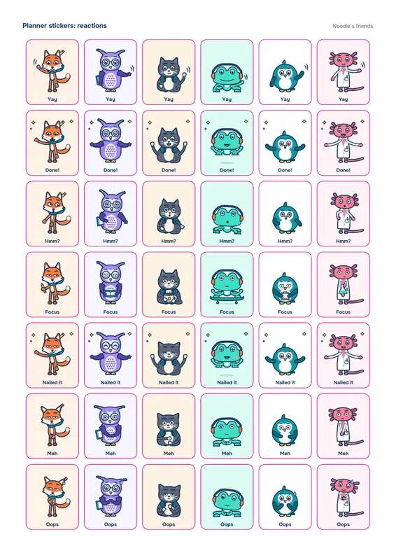 Page 1: Reactions (42 stickers)