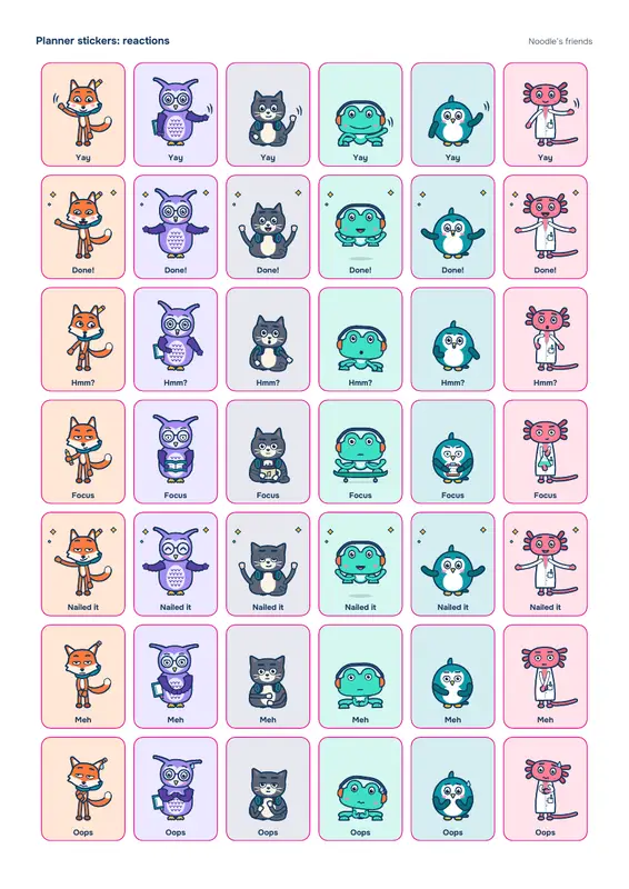 Page 1: Reactions (42 stickers)