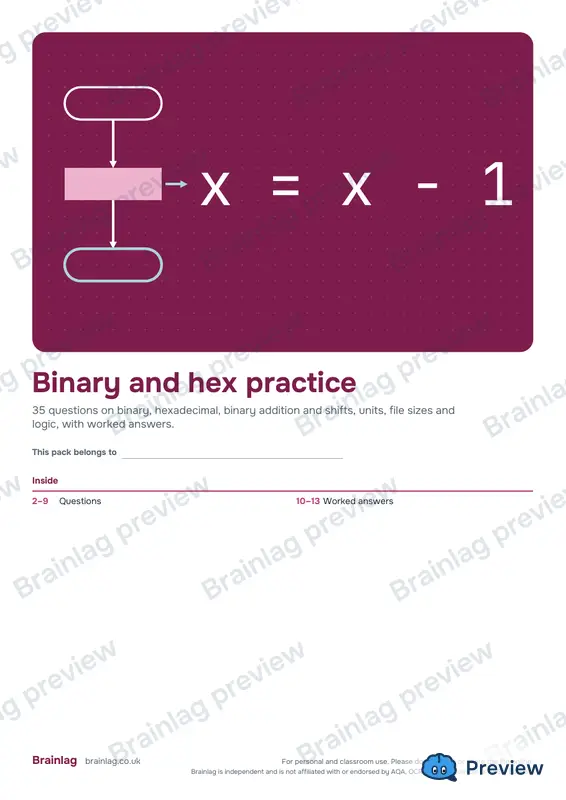 Cover of the Binary and hex practice