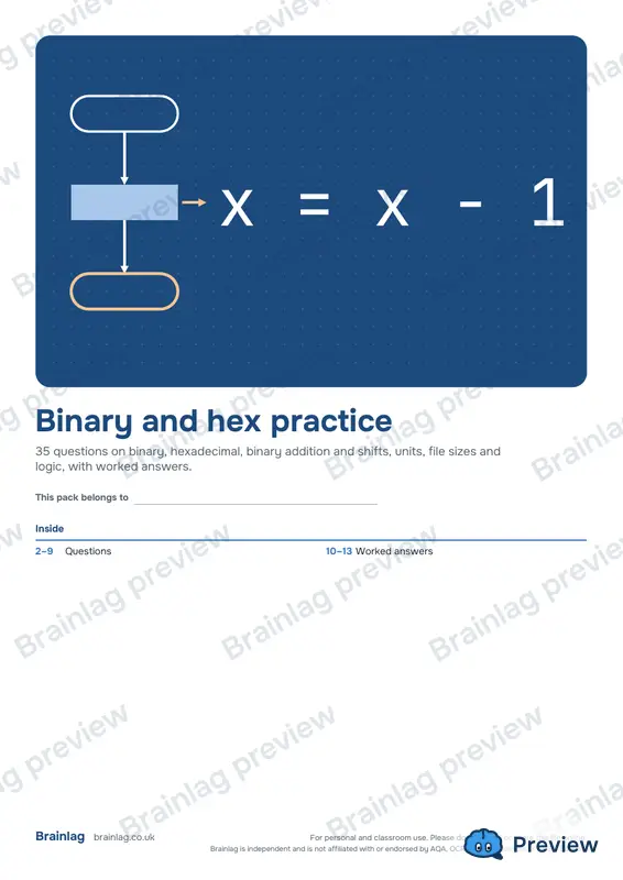 Cover of the Binary and hex practice
