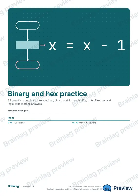 Cover of the Binary and hex practice