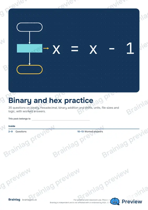 Cover of the Binary and hex practice