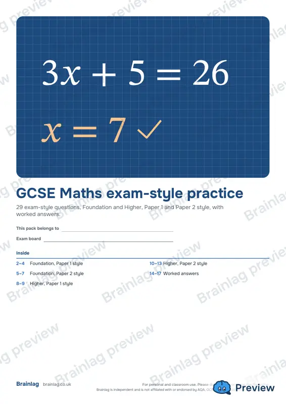 Cover of the GCSE Maths exam-style practice