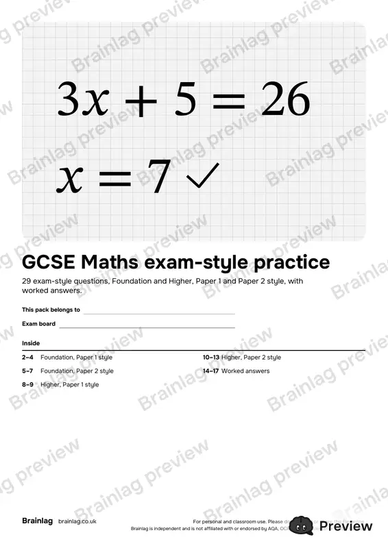 Cover of the GCSE Maths exam-style practice