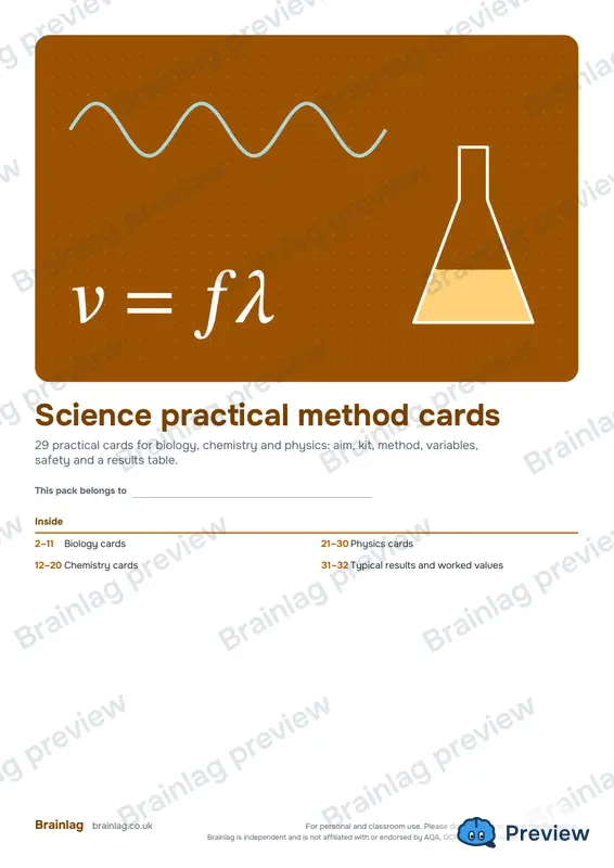 Cover of the Science practical method cards