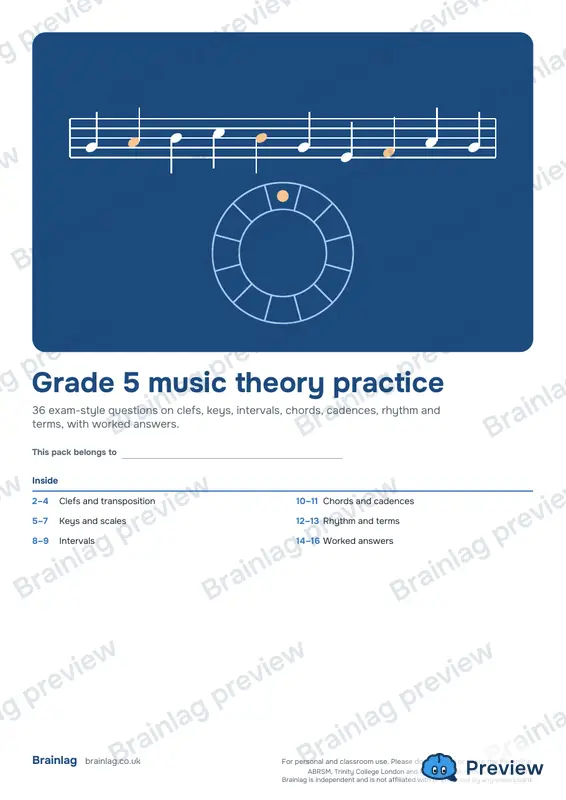 Cover of the Grade 5 music theory practice