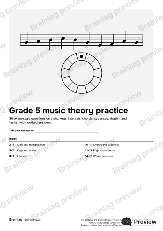 Cover of the Grade 5 music theory practice