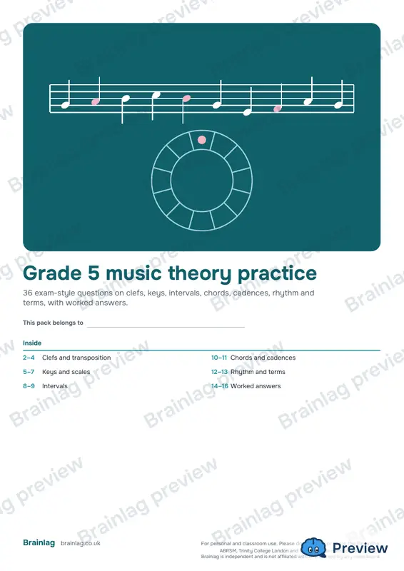 Cover of the Grade 5 music theory practice