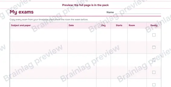 Page 4: My exams (from your Exam Countdown, if you choose)