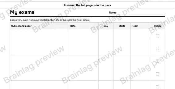 Page 4: My exams (from your Exam Countdown, if you choose)