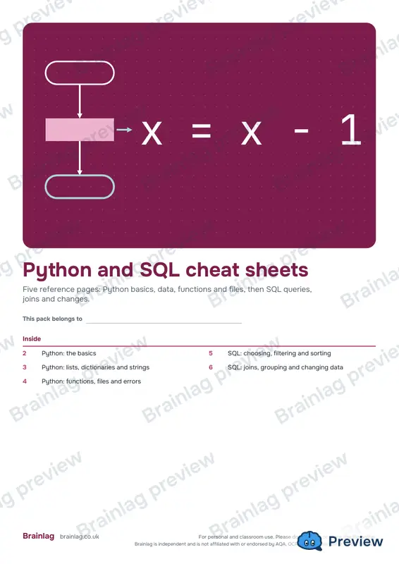 Cover of the Python and SQL cheat sheets