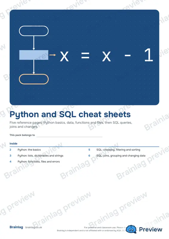 Cover of the Python and SQL cheat sheets