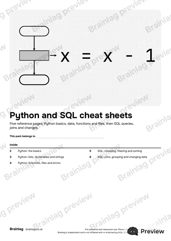 Cover of the Python and SQL cheat sheets