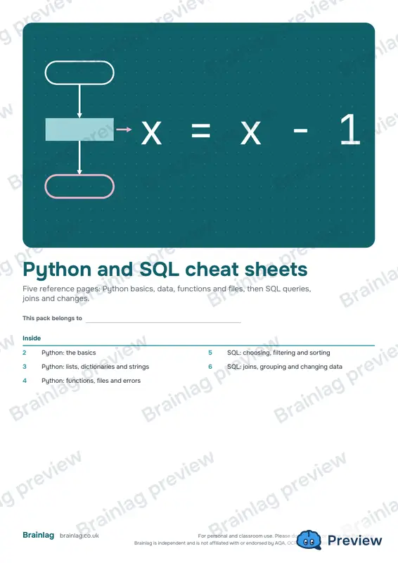 Cover of the Python and SQL cheat sheets