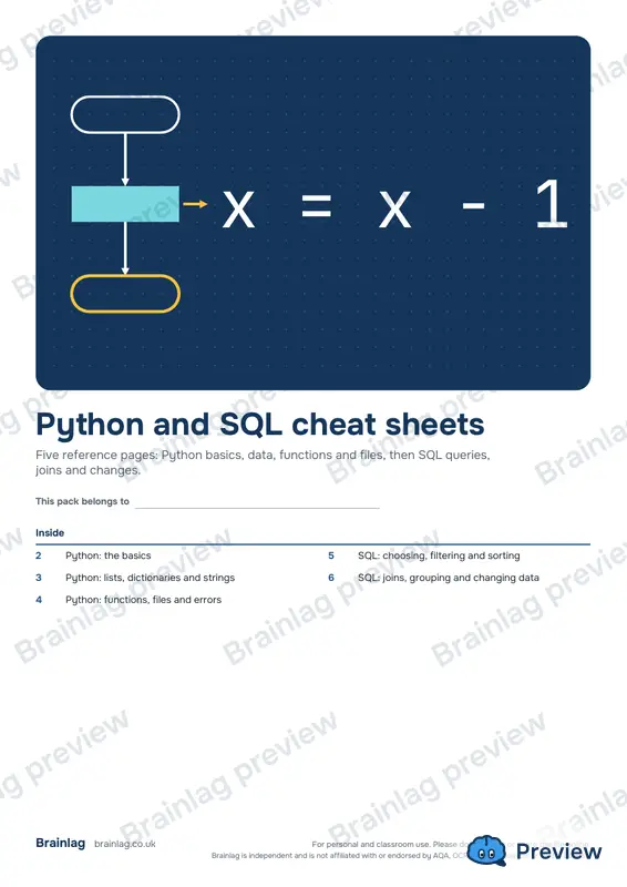 Cover of the Python and SQL cheat sheets