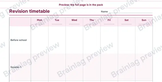Page 2: Revision timetable