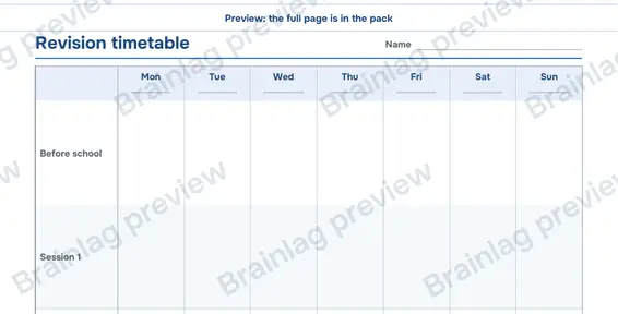 Page 2: Revision timetable