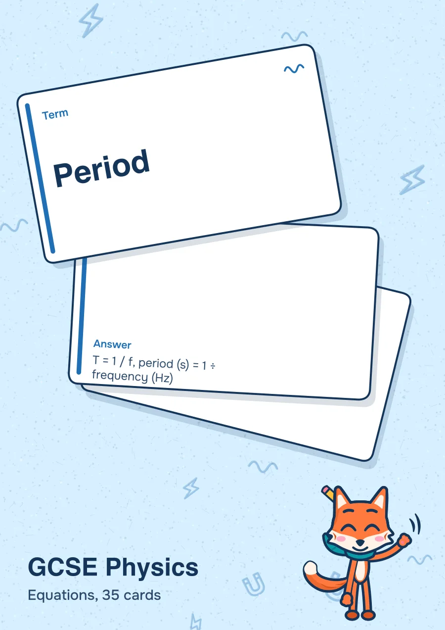 Cards from the GCSE Physics equations deck